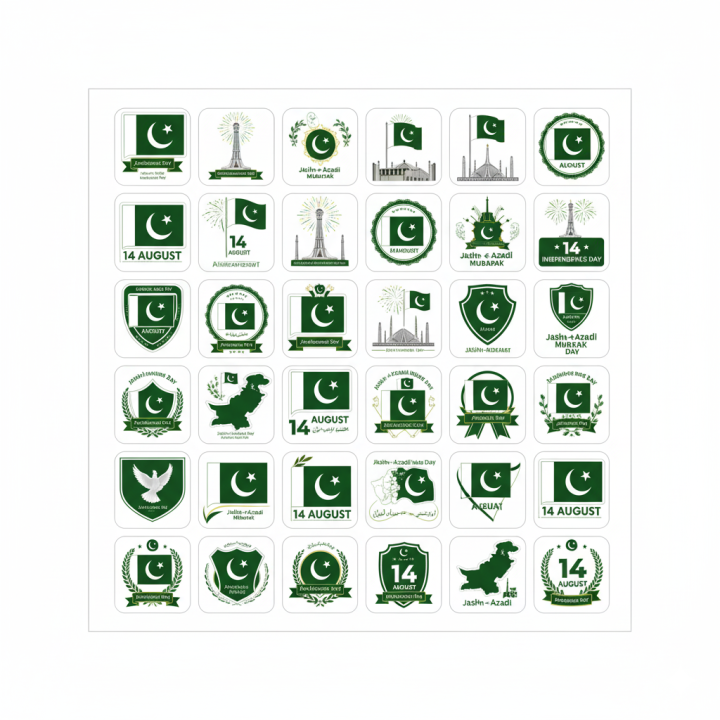 Sticker 14 August Pakistan Independence Day Stickers 14 August Celebration Jashn-e-Azadi ...
