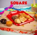 Square Snack Plate Pack Of 2 Snack Serving Tray, Chips, Cookies, Biscuits Tray, Spaghetti, Noodles Kids Training Plate Fries Plate Noodles Plate Rice Plate Hotel Serving Snakes Plate for Food Stalls. 
