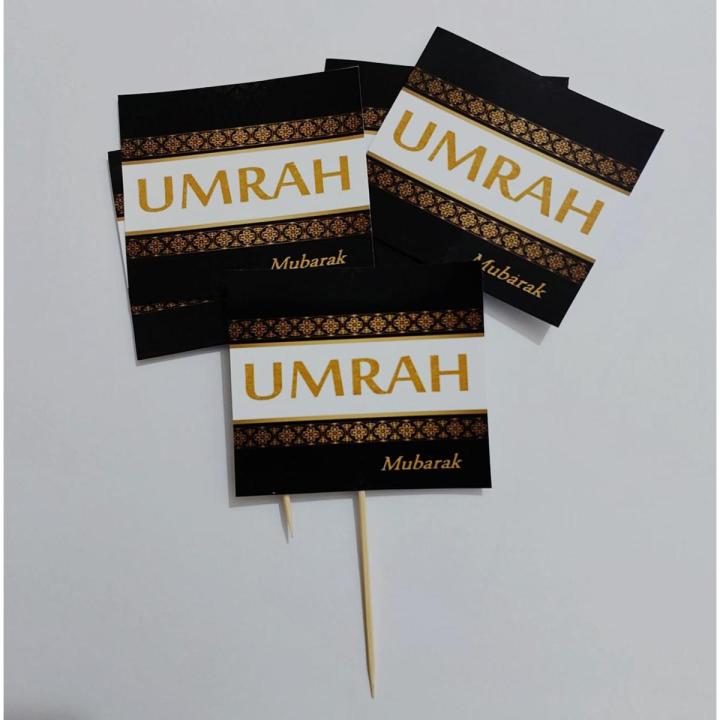 UMRAH MUBARAK CUPCAKE TOPPERS PACK OF 10 CUPCAKE TOPPERS