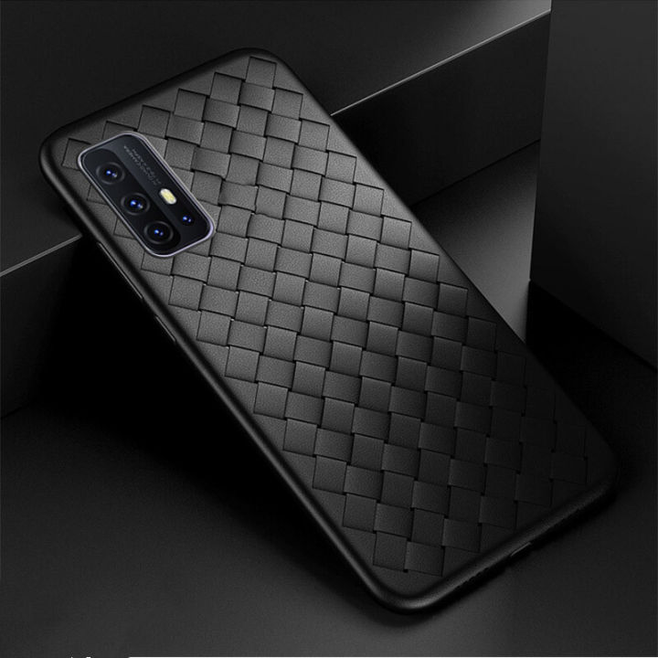 lthmy for Vivo V19 Neo phone case Leather Texture Finish Non-Slip Grip Full Body Protection Cover  Flexible Silicon Luxury Plaid Breathable
