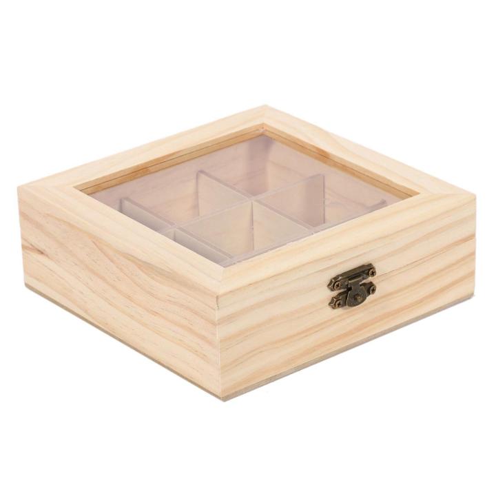 Wooden Tea Bag-2*Tea Box-wood color
