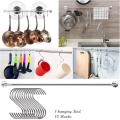 Wall Mount Kitchen Railing Set Utensils Pot Hanging Hooks Organizer With Rod. 