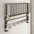 Gun gray towel rack bathroom punch-free space aluminum bath towel rack integrated pendant set toilet bathroom storage rack. 