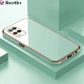 Jizetin (Free Lanyard) for OPPO A54 / A54 2021 Back Cover Luxury 6D Plating Case Side Pattern Soft Silicone Square Mobile Phone Cases. 
