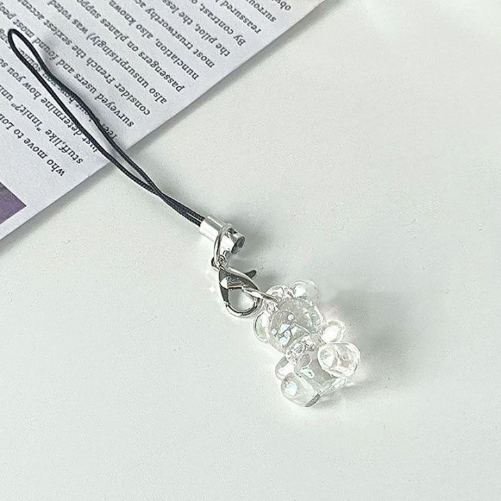 1 Piece Cute Cartoon Anime Bear Transparent Mobile Phone Chain Fashion Bag Charms Lovely Phone Strap Keychain Decoration Lonni