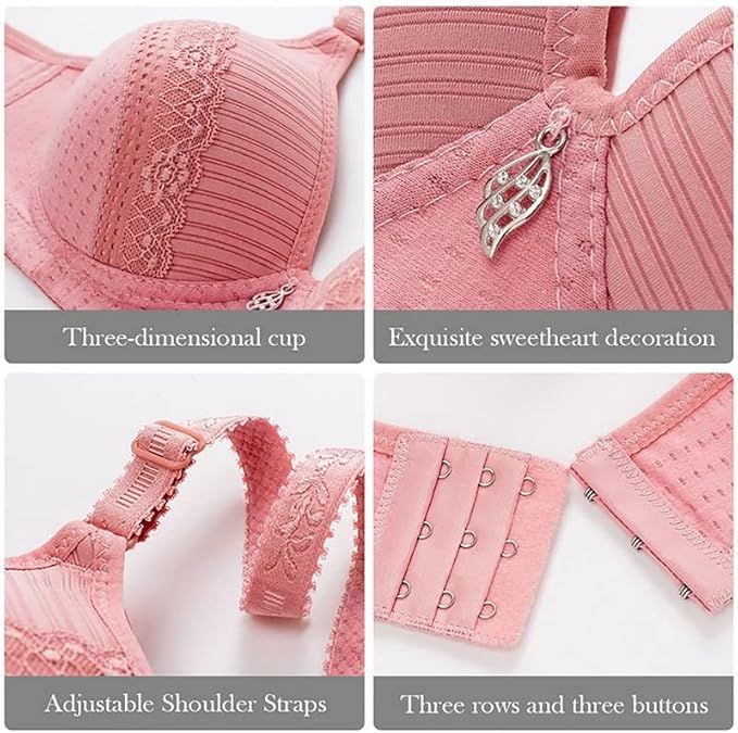 Single Padded Bras for Women Lace Bra for B Cups Soft Stuff Bra for Girls Special Bridal Brassiere Non-Wired with Adjustable Straps and Extension Hooks