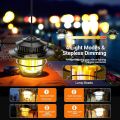 LED Camping Lantern Rechargeable, 4 Modes Infinitely Dimmable Light, Type-C Charging Hanging Retro Light, Battery Powered IPX4 Waterproof Portable Outdoor Tent Electric Lamp. 