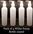 Pack of 4 Hair Oil Empty Bottle Pump Refillable Pump Bottle 225ml / Travel Size Cosmetic Bottles Shampoo, Hand Wash Lotion Bottles Empty Plastic Pump Bottles White Color. 