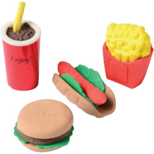 4 Pcs Food Erasers for Kids Pull Apart 3D Mini Erasers Assorted Food Cake Dessert Puzzle Erasers for Birthday Party Supplies Favors, School Classroom Rewards and Novelty Toys