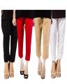 Pack Of 3 Multicolour Cotton Trouser For Women. 