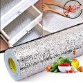 Aluminium Foil Self Adhesive Sticker Roll, Silver & Golden color Kitchen Backsplash Wallpaper, Heat Resistant Oil Proof Waterproof Aluminium Sheet DIY Sticker for Stove, Shelves, Drawers, Home, Cabinet, Furniture, Wall 40x200cm. 