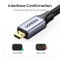 UGREEN Micro HDMI to HDMI Adapter, Micro HDMI to HDMI Nylon Braided Cable 25cm Male to Female Supports 1080P 4K/3D, Compatible for GoPro Hero 7 Raspberry Pi 4 Sony A6000 Camera Nikon B500. 
