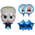 Boss Baby Foil Balloon Set - 16 Inch - Balloon Decoration Items - Blue - Boys - Pack Of 5 Foil Balloons. 