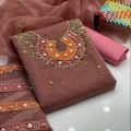 New arrival wonderfull fancy 3 piece unstitched Dress for women & Girls New Design Handmade Collection Wedding Season Suite For New Arrival Collection Handmade Embroidery Work. 