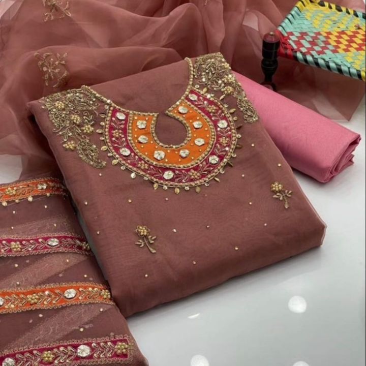 New arrival wonderfull fancy 3 piece unstitched Dress for women & Girls New Design Handmade Collection Wedding Season Suite For New Arrival Collection Handmade Embroidery Work