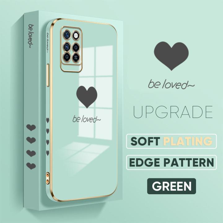 TA for Infinix Note 10 Pro / Note 10 Pro NFC Back Cover + Free Lanyard Simple Love Luxury 6D Plating Case Side Pattern Soft Silicone Square Phone Cases