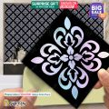 Gift City Presents Flower Silver Foil Tile Stickers Multiple Quantity - 12x12 cm Pattern Design Wall Decorative Bathroom, Kitchen Sticker Wall Wallpaper Border Decoration. 