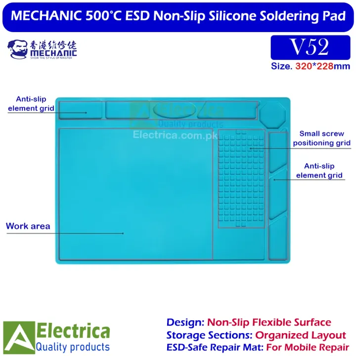 MECHANIC%20V52%20Silicone%20Soldering%20Mat%20320%C3%97228mm%20%E2%80%93%20500%C2%B0C%20Heat-Resistant%20ESD%20Repair%20Pad%20with%20Parts%20Organizer%20for%20Mobile%20Phone%20Repairing%20Workbench%20by%20Electrica%20-%20Image%204