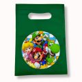 SUPER MARIO THEME GOODY BAGS FABRIC MATERIAL ( PACK OF 10 ) BIRTHDAY DECORATION SET. 