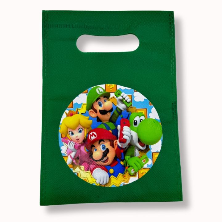 SUPER MARIO THEME GOODY BAGS FABRIC MATERIAL ( PACK OF 10 ) BIRTHDAY DECORATION SET