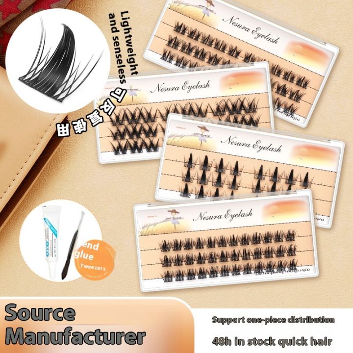 Three Rows Of Travel Set Of False Eyelashes Beginner'S Trial Set Of Eyelashes Natural Mom Raw Feeling Single Cluster Simulation Eyelashes