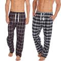 Pack of 2 - Mens Checkered Lounge Pants Trousers Pyjamas Bottoms Cotton Blend. 