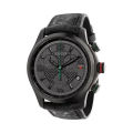 Gucci G-Timeless Black Leather Strap  Black Dial Chronograph Quartz Watch for Gents - YA126244. 
