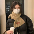 Korean Winter Warm Scarf For Women Fashion Letter Knitted Wool Yarn Neckerchief Muffler Female Shawl Neck Wraps Bufandas Solid. 