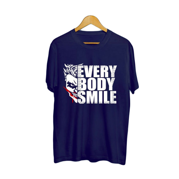 Every Body Smile Joker Printed Cotton Halfsleeves Oneck Tshirt