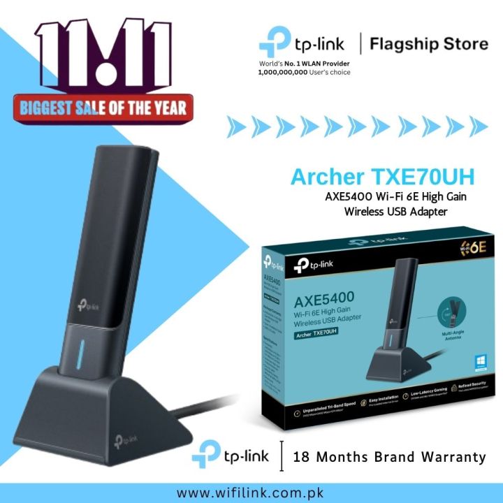 TP-Link Wi-Fi 6E Adapter Archer TXE70UH AXE5400 Wi-Fi 6E High Gain Wireless USB Adapter - 18 Months Brand Warranty