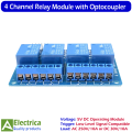 4 Channel Relay Module 5V with Optocoupler Isolation, Low Level Trigger Compatible with Arduino, Raspberry Pi, PIC, AVR, ARM & Smart Home Automation Projects by Electrica. 