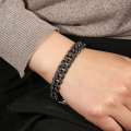 Hunts Best - Stainless Steel Crystal Stones Cuban Link Chain Bracelet for Boys - Punk Chain Bracelet for Men - Birthday Gift Bracelet for Eid and Boyfriend - Boys Bracelet Cuban Chain Link Bracelet - Stainless Bracelet for Gents.. 