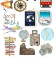 Travel Stickers for Laptop - size 2 Inch x 2 Inch - Travel Stickers for Mobile - Pack of 16 Aesthetic Sticker. 