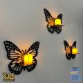 Decorative Butterfly Wooden Wall Shelf for Candles and Plants. 