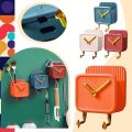 Clock Shaped Wall Mounted  Holder & Self Adhesive Phone Charge Holder Storage Box, Dormitory Student Bedside Shelf Mobile Phone Storage Rack. 