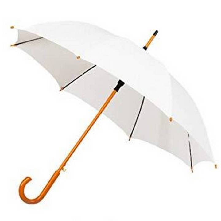 Hi Charlie Wooden Handle Umbrella -White