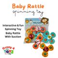 Baby Rattles Set with Suction Cup Spinner Toy Ideal for Travel, Dining Table, and Bathroom | 3pcs Educational Sensory Fidget Toys for Toddlers, Boys & Girls Fun Animal Spinning Baby Bath Toys Gift. 