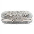 New 2024 Luxury Diamond Silver clutches wedding evening purse Bling Fashion Flower rhinestone clasp clutch bag purse. 
