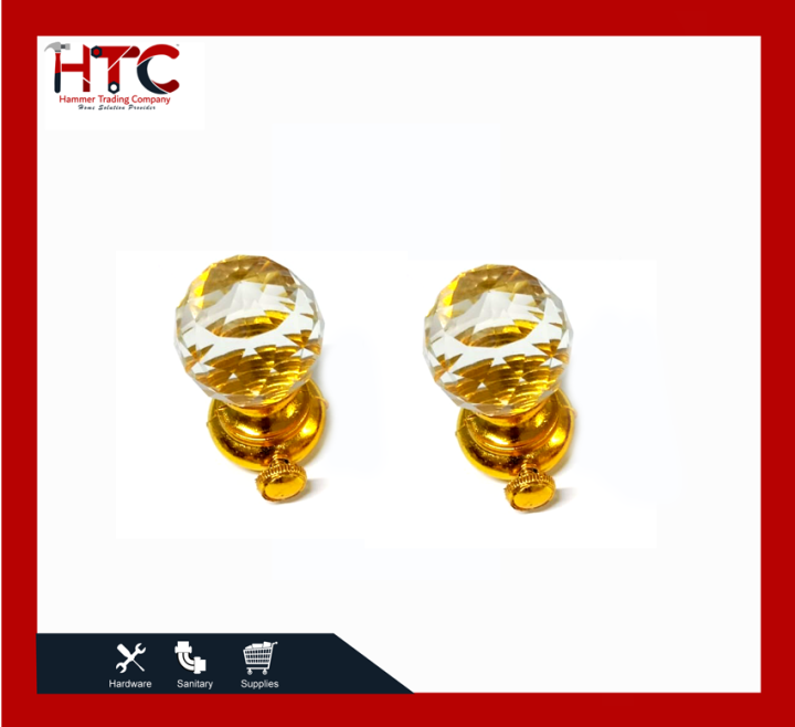 Crystal Curtain Rod End Cap – Golden| Decorative Crystal Rod Cap for Home & Office