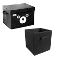 Pack of 2 - Foldable Kids Toy Storage Basket Bin Set 1 Pc Panda Cartoon Basket and 1 Pc Cube basket. 