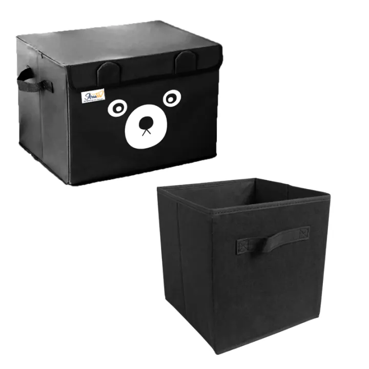 Pack%20of%202%20-%20Foldable%20Kids%20Toy%20Storage%20Basket%20Bin%20Set%201%20Pc%20Panda%20Cartoon%20Basket%20and%201%20Pc%20Cube%20basket%20-%20Image%202