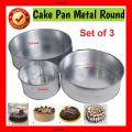 Set of 3 Kitchen Cake Baking Pan Round Shape Metal Tool Cake  Mold   Baking Tray Cake Commercial Home Usage Mold Steel  Pan Set non-Removable Bottom Cake Decorating Bakeware Tools 7inch 8.5inch 9.5inch  کچن کیک بیکنگ پین گول. 