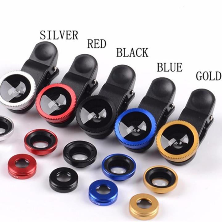 Cell Phone Fisheye Lens 3 In 1 Wide Angle + Macro Camera + Fish Eyes Camera Lenses with Clip on For Iphone 12 11 Samsung Huawei-Blue