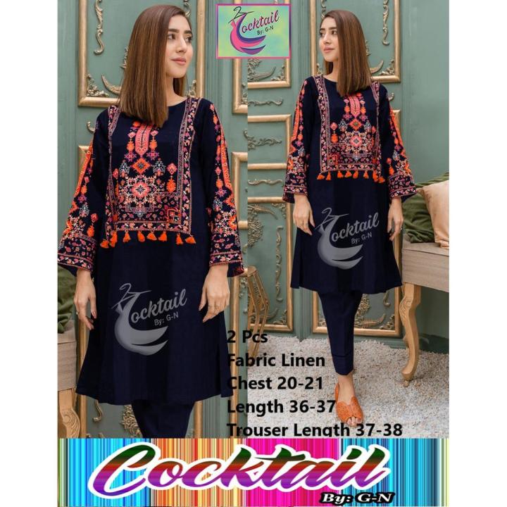 Orchid 2 Pcs Multi Sindhi Embroidered Dress Casual Formal Wear Dresses for Girls Women