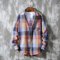 Plaid Shirt Men Long Sleeve Loose Large Size Trendy Casual Korean Shirt. 