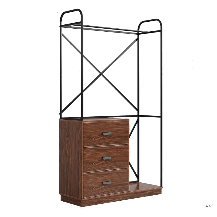Customised Freestanding Clothes Rack with Drawers, Industrial