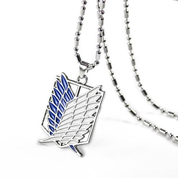 Animation Attack On Titan Necklace Pendants Freedom Wings Of Liberty Metal Unisex Chain Pendant Cosplay Corps Erwin Eren