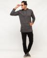 Black Polyester Cotton Hooded T-Shirt. 