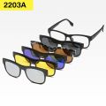 6 In 1 Spectacle Frame Men Women With 5 PCS Clip On Polarized Sunglasses Magnetic Glasses Male Computer Optical 2201. 