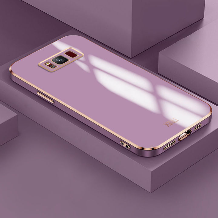 LECOMES for Samsung Galaxy S8 Back Cover Luxury 6D Plating Frame Shiny Bling Case Full Camera Protection Soft Silicone Square Bumper Mobile Phone Cases